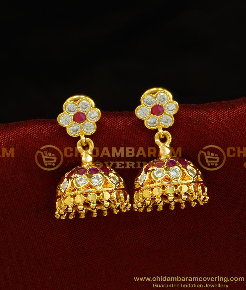 ERG700 - Impon Design Umbrella Jimiki Real Gold Like Guarantee Panchaloga Stone Jhumkas