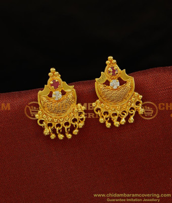 ERG712 - Daily Wear Ad Stone Small Gold Stud Earrings Design One Gram Gold Stud Online