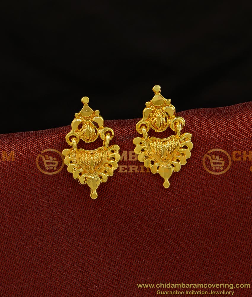 ERG714 - Cute Gold Design One Gram Gold Covering Plain Stud Earring for Daily Use