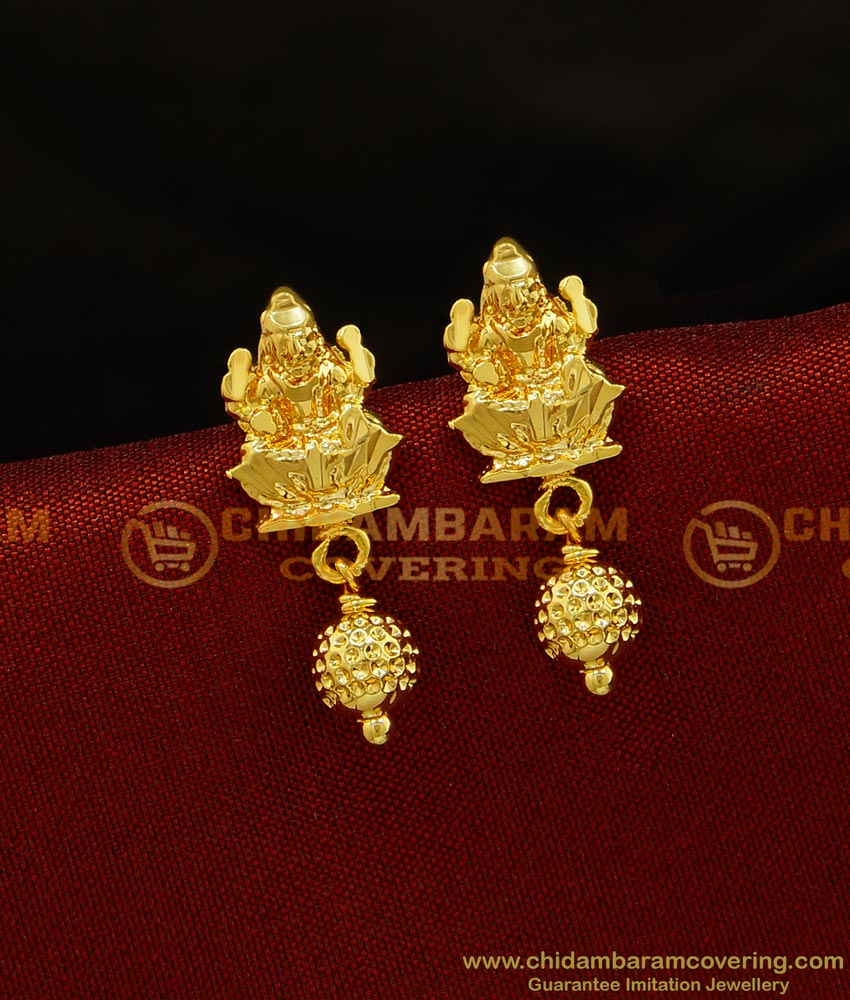 ERG722 - Trendy Lakshmi Gold Stud Earrings One Gram Gold Earring Buy New Collections 
