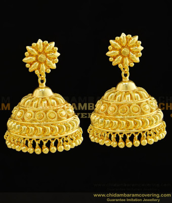 ERG731 - Latest Gold Plated Bridal Jhumkas Designs Wedding Jewellery Online