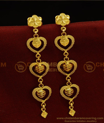 ERG902 - New Design Heart Design Long Dangle Earrings Artificial Jewellery