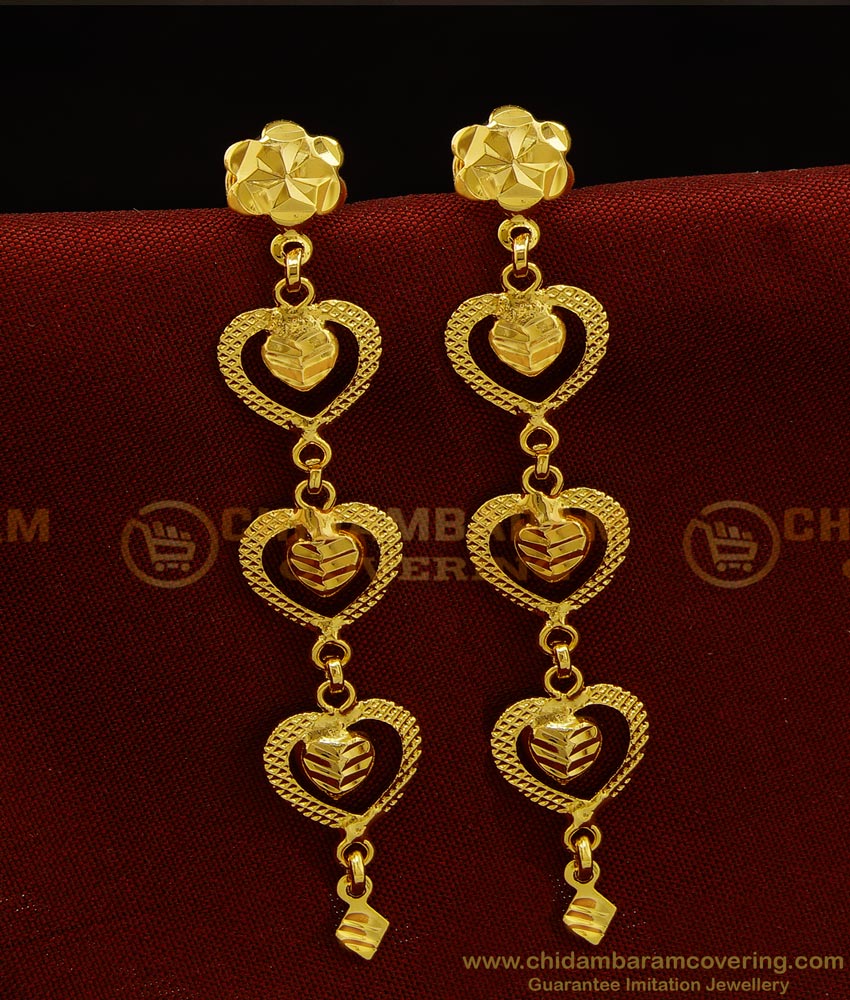 ERG902 - New Design Heart Design Long Dangle Earrings Artificial Jewellery