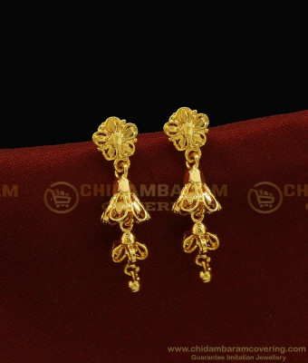 ERG931 - Buy Jhumkas Earring Simple Gold Step Earring Gold Plated Two Layer Jhumkas Online