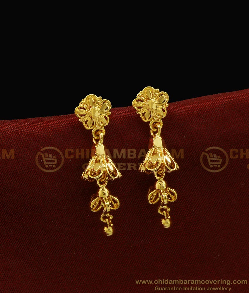 ERG931 - Buy Jhumkas Earring Simple Gold Step Earring Gold Plated Two Layer Jhumkas Online