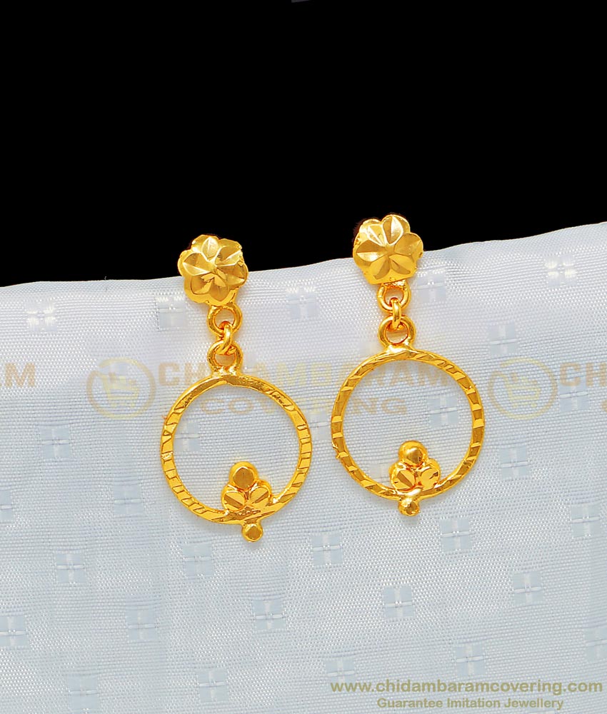 ERG936 - Gold Style Light Weight Plain Big Round Earrings Gold Plated Earring for Girls
