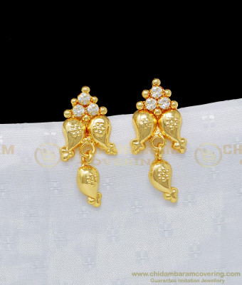 ERG939 - Chidambaram Covering 3 Mango Design White Stone Earring buy Online
