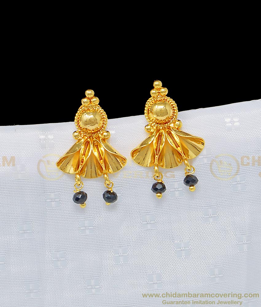 ERG944 - Pure Gold Plated Designer Black Beads|Crystal Stud Earring for Women
