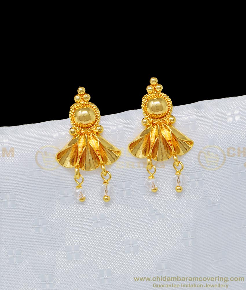 ERG945 - Pure Gold Plated Designer White Crystal Stud Earring for Women