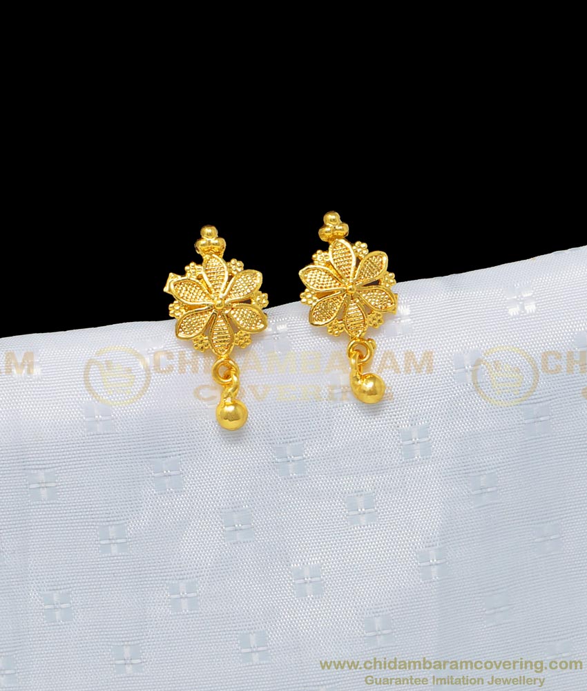 ERG957 - One Gram Gold Plated Daily Wear Flower Design Small Earring for Girls