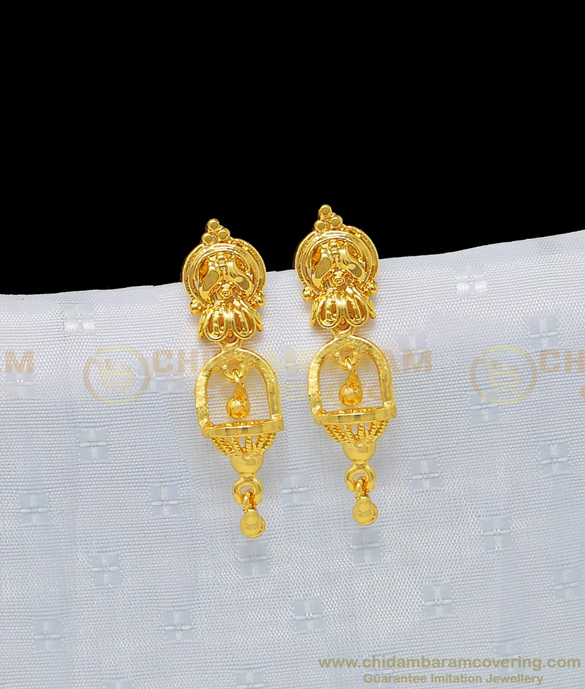 ERG970 - New Model Gold Design Jhumka Earring 1 Gram Gold Guarantee Jewelry Shop Online