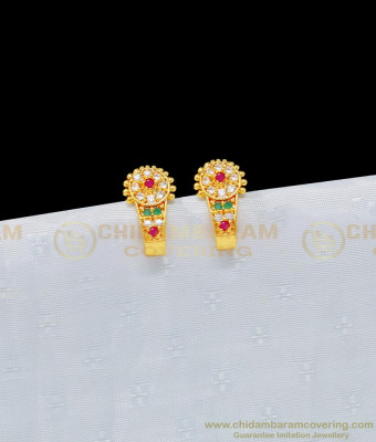ERG976 - Beautiful Small Size Gold Stone Studs Design J Shape Earrings Online