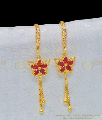 ERG982 - Unique Ruby Stone Butterfly Design 1 Gram Earrings Design