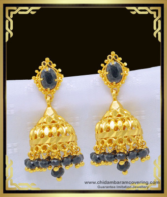 Erg997 - New Collection Black Beads Earring and Black Stone|Crystal Function Wear Jhumki Buy Online