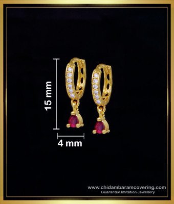 ERG1569 - Latest White Ruby Stone Round Hoop Earrings Designs 