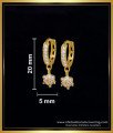 ERG1570 - 1 Gram Gold Plated White Stone Hoop Earrings for Girls