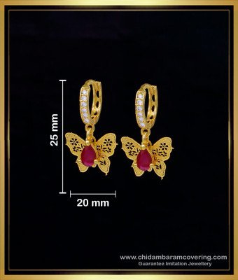 ERG1571 - Elegant Butterfly Design 1 Gram Gold Earrings for Baby Girl 