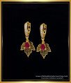 ERG1573 - Unique Grape Leaf Design White Stone Bali Earrings for Girls