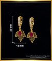 ERG1573 - Unique Grape Leaf Design White Stone Bali Earrings for Girls