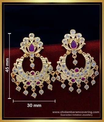 ERG1574 - New Bridal Wear Ad Stone Chandbali Impon Earrings Online Shopping
