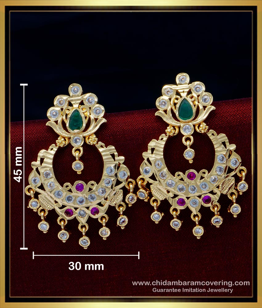 ERG1575 - Beautiful Wedding Collection Five Metal Chandbali Impon Earrings Designs