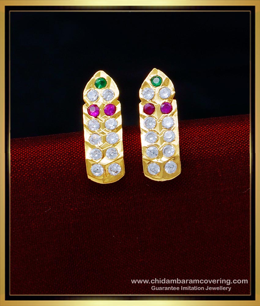 ERG1577 - Premium Quality Multi Stone Impon Earrings Online Shopping 