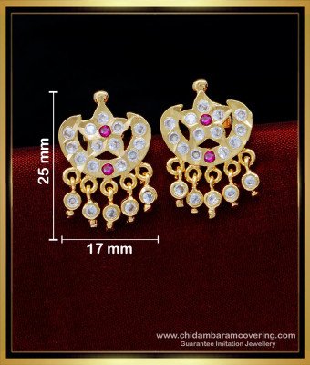 ERG1582 - Latest Earrings Design Gold Plated Impon Stone Studs Earrings 