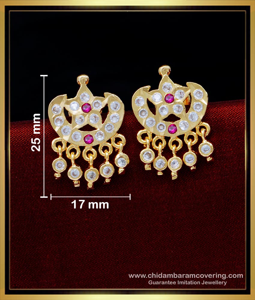 ERG1582 - Latest Earrings Design Gold Plated Impon Stone Studs Earrings 