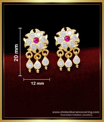 ERG1584 - Impon Gold Plated flower design cute stone stud earrings 