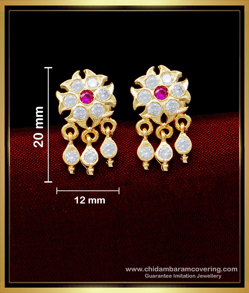 ERG1584 - Impon Gold Plated flower design cute stone stud earrings 