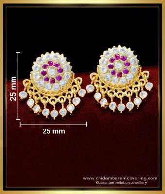 ERG1585 - Panchaloha Flower Model Impon Stone Stud Earrings for Women