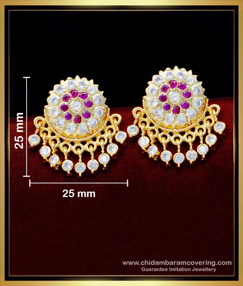 ERG1585 - Panchaloha Flower Model Impon Stone Stud Earrings for Women
