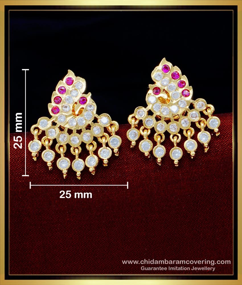 ERG1586 - Traditional Peacock Design Impon Stud Earring Gold Plated Jewellery Online