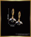 ERG1588 - Unique White and Black Stone Leaf Design Hoop Bali Earrings 
