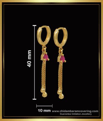 ERG1589 - 1 Gram Gold Bali Design Ruby Stone Earrings Online