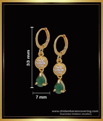 ERG1590 - Attractive Emerald with White Stone Gold Bali Earrings Designs 