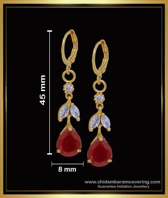 ERG1591 - Modern Ruby Stone bali Earrings Artificial Jewellery 