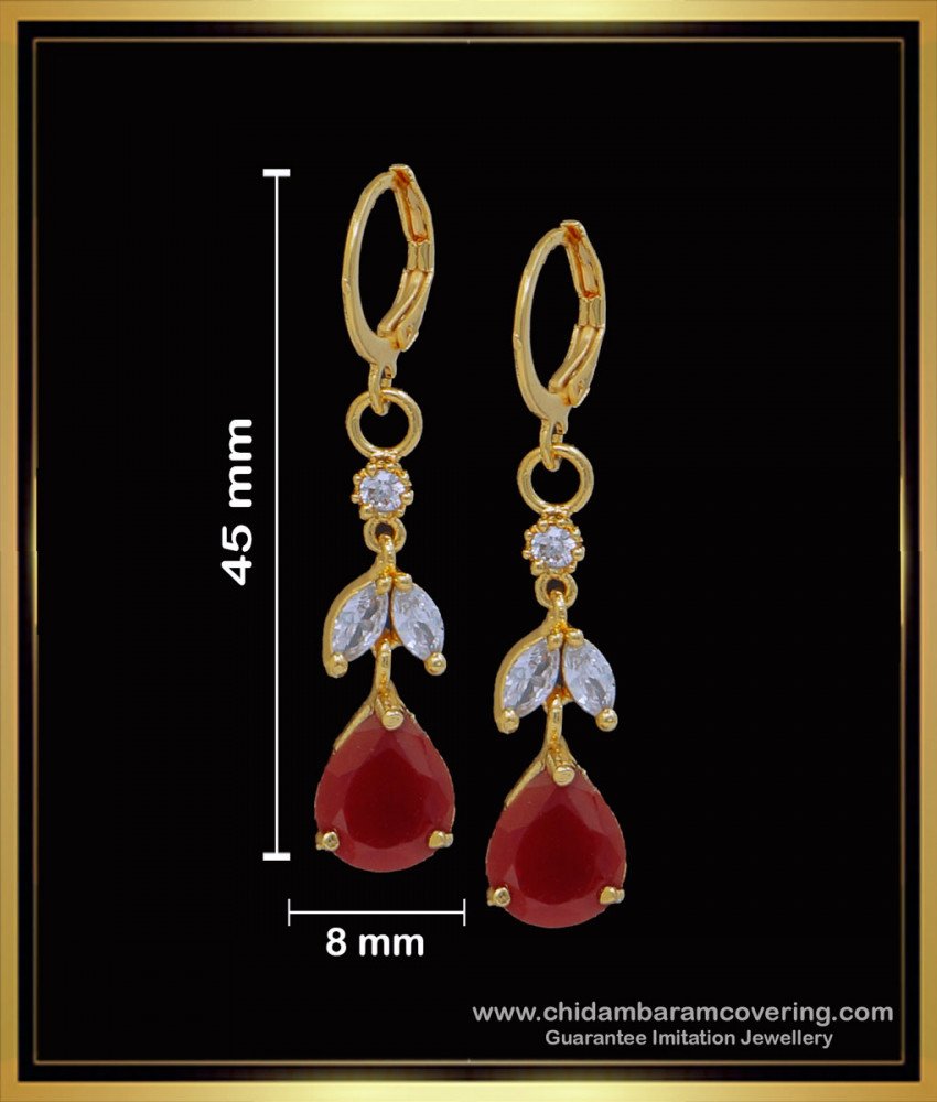 ERG1591 - Modern Ruby Stone bali Earrings Artificial Jewellery 