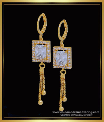 ERG1593 - Sparkling White Stone Western Wear Hoop Earrings