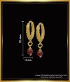 ERG1596 - Simple Daily Use Red Crystal Small Bali Earrings