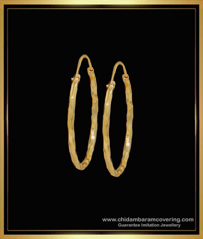 ERG1599 - Simple Daily Use Circle Gold Big Round Hoop Earrings