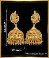 ERG1600 - 1 Gram Gold Plated Peacock Design Big Jhumka Earrings 
