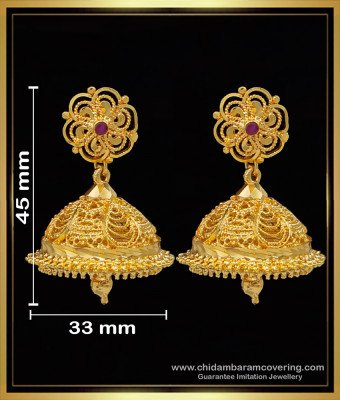 ERG1602 - Bridal Wear Ruby Stone South Indian Jhumkas Online Shopping 