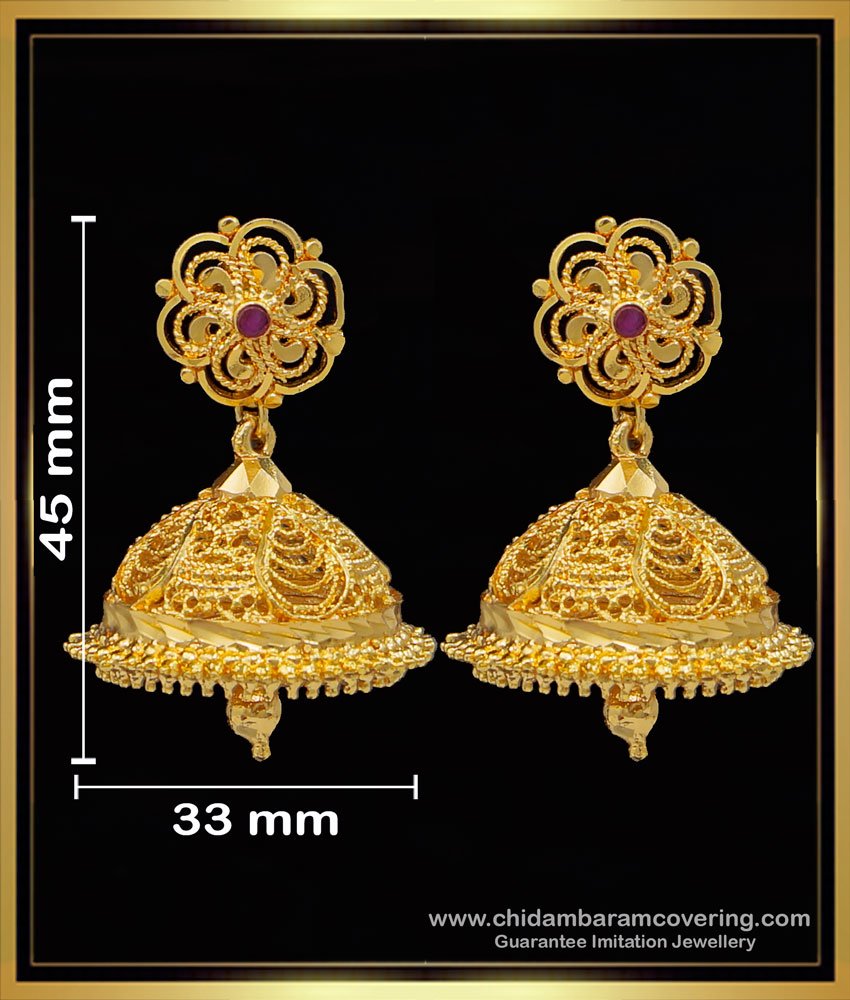 ERG1602 - Bridal Wear Ruby Stone South Indian Jhumkas Online Shopping 