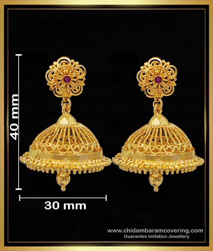ERG1603 - Traditional Gold Design Big Jhumka Earrings Online Shopping