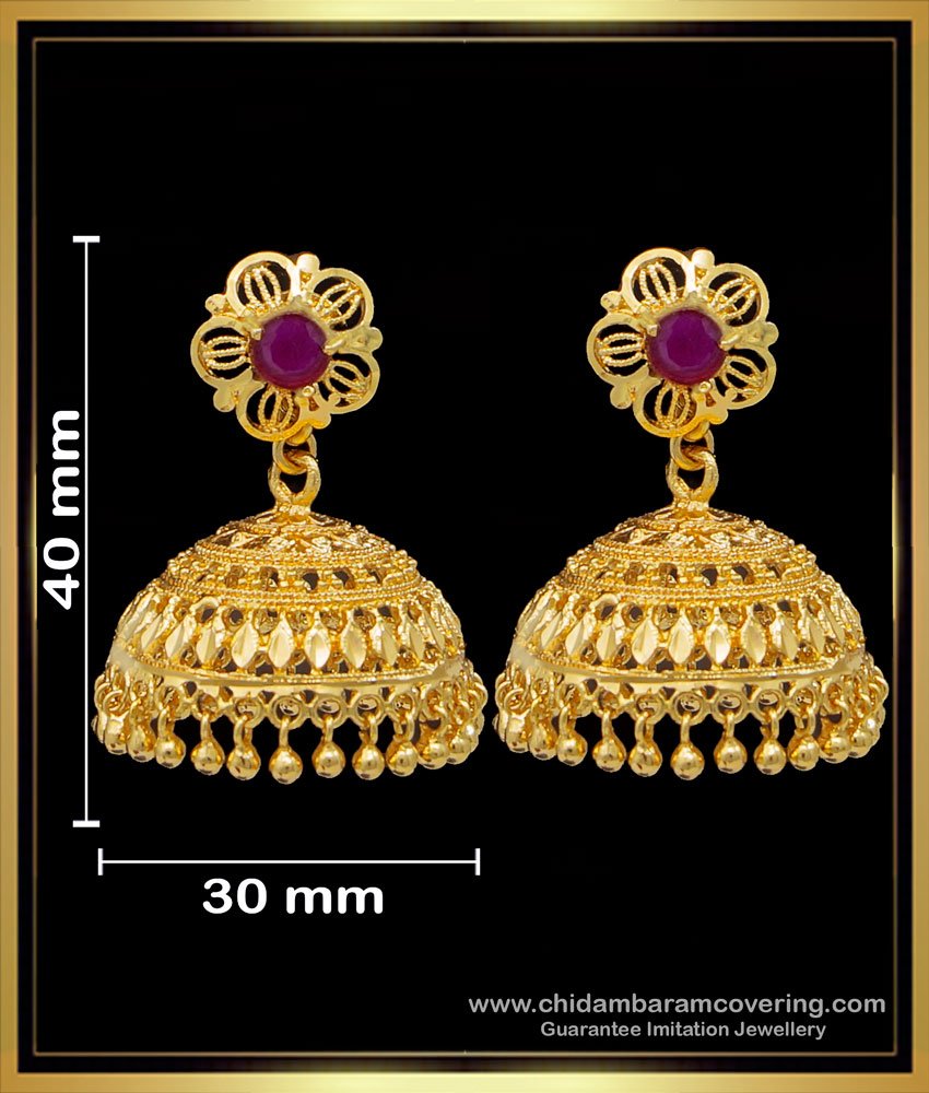ERG1604 - Latest Big Ruby Jhumka Earrings Design for Wedding