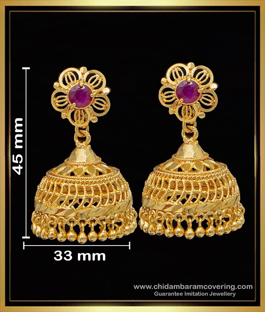 ERG1606 - Marriage Gold Earrings Jhumka Design Gold Plated Jewellery