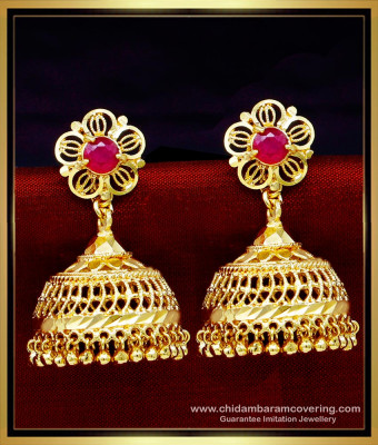 ERG1606 - Marriage Gold Earrings Jhumka Design Gold Plated Jewellery