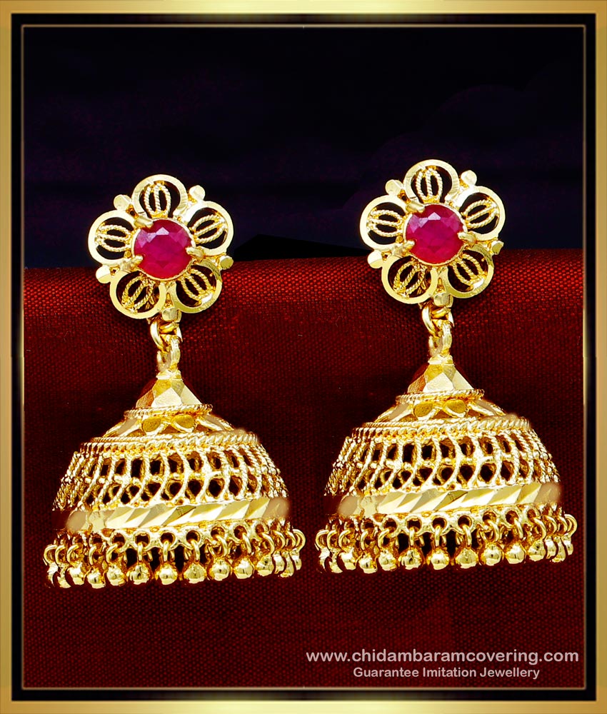 ERG1606 - Marriage Gold Earrings Jhumka Design Gold Plated Jewellery