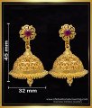 ERG1607 - Beautiful Bridal Wear Ruby Stone Big Jhumka Earrings Online 